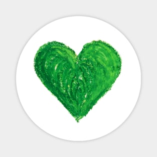 Green Heart Drawn With Oil Pastels On Paper Magnet